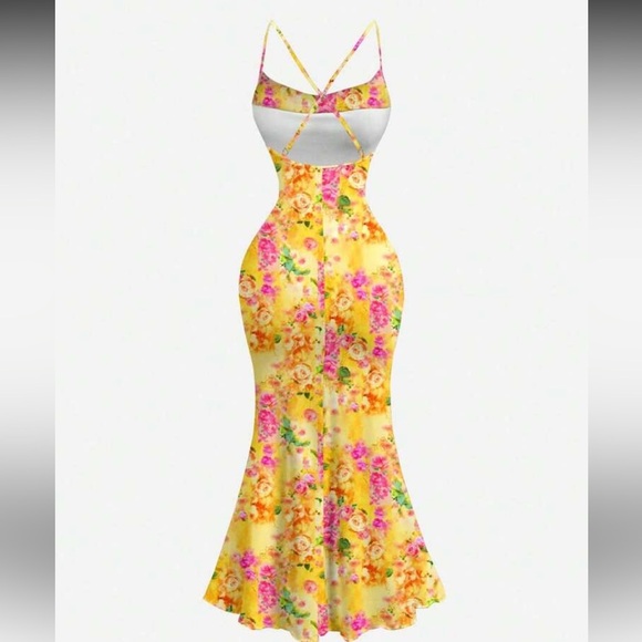 Floral Yellow Maxi Dress - Picture 2 of 4